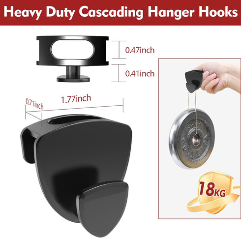 Hangers Space Saving 30Pcs, Upgrade 40Lb(Max) Heavy Duty Hanger Hooks Space Saver, Space Saving Hangers for Clothes Hanger Connector Hooks, Plasti...