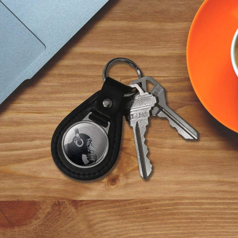 GRAPHICS & MORE Black Leather Headphone Chimp Monkey Wall Keychain...