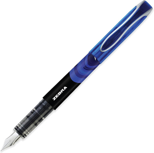 Zebra Fuente - Disposable Fountain Pen - Coloured Ink - Pack of 10 - Includes Pink & Blue Striped Pencil Case...