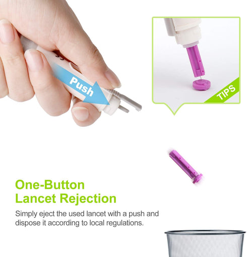 AUVON Lancing Device with Less Pain Design, Blood Sample Pen and Twist Top 100pcs 30 Gauge Lancets for Blood Sugar Level Monitoring...