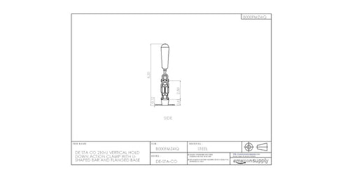 DE STA CO 210-U Vertical Hold Down Action Clamp with U-Shaped Bar and Flanged Base...