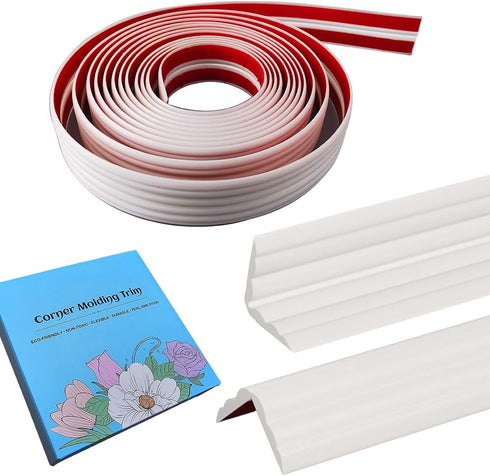 Inside & Outside Corner Trim, Peel and Stick Wall Molding Trim 3D DIY Decorative Lines for Wall Floor Window Door Ceiling and More,Flexible,Self-A...