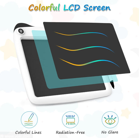 Kids Toys LCD Writing Tablet?9 Inch Colorful Screen Doodle Board?Erasable and Portable Drawing Pad for Birthday Christmas ?White?...