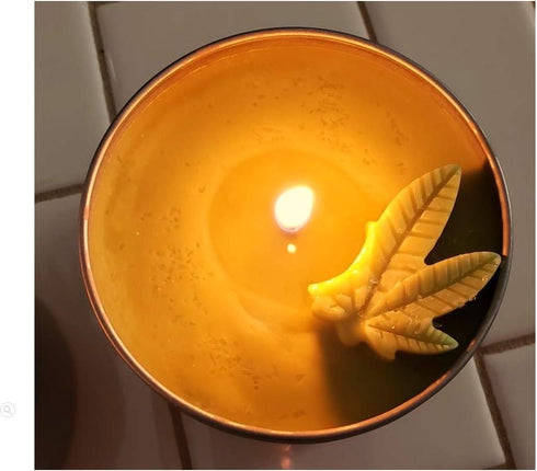 Marijuana-Weed Scented Natural Soy Candle. The Cannabis, Green-Colored Scented Soy Candle Perfect for Parties has Actual Marijuana Scent....