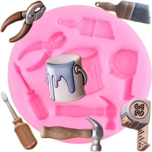 Hand Tools Silicone Molds Mini Construction Tools Fondant Mold For Cake Decorating Cupcake Topper Chocolate Candy Gum Paste Polymer Clay...