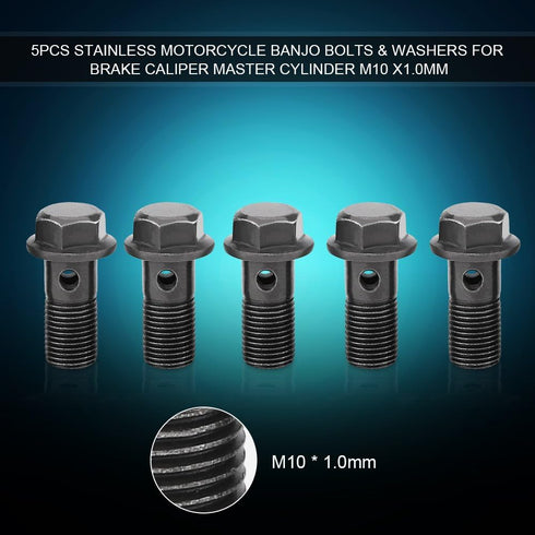 Banjo Bolts Brake Line Fittings Adapter, 5pcs Motorcycle Banjo Bolts & Washers for Brake Caliper Master Cylinder(M10×1mm)...