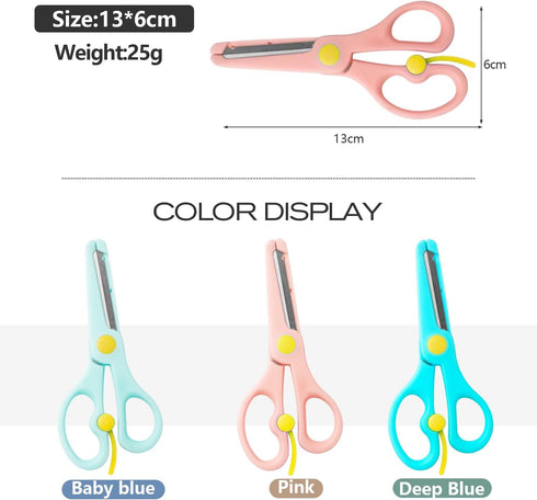 Safety Craft Scissors For Kids 3-Pack,Preschool Training Scissors,Ergonomic Handle Perfect for Paper Cutting-2.0 (Pink+ Baby blue+ Deep Blue)...
