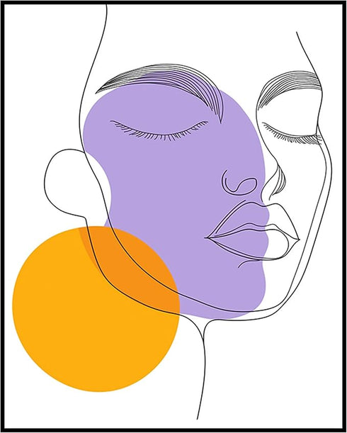 Posterizer 1 pcs-single art of a womans face-purple orange minimal art 1-Abstract & Modern Art-Gift for Art Lovers-Decor for Home & Office- unfram...