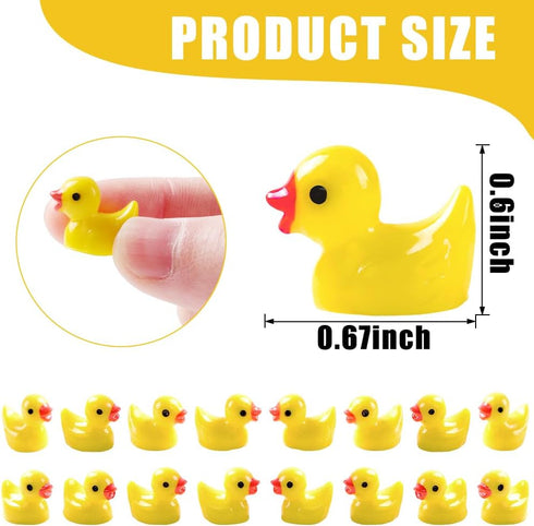200pcs Mini Resin Ducks Yellow Tiny Ducks Mini Ducks Bulk Little Duck Figures Plastic Small Miniature Ducks for Dollhouse Decor Micro Fairy Garden...