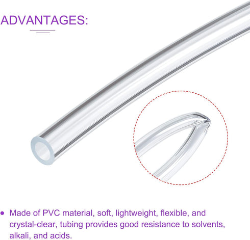 DMiotech 3mm ID 5mm OD Clear PVC Tube Flexible Transparent Hose Vinyl Tubing for Water,Air, Oil Tube,16.4ft Length...