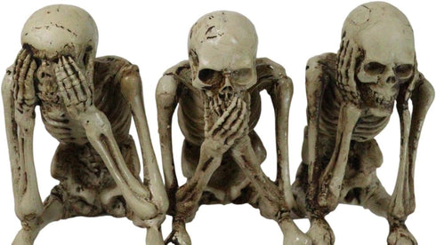 Ebros Gift Whimsical Gothic See No Evil Hear No Evil Speak No Evil Skeletons Shelf Sitter Figurines 3.75" Tall Ossuary Macabre Decor Accent...