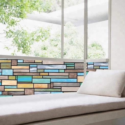 Niviy Privacy Window Film Non-Adhesive Removable Static Cling Glass Film Stained Glass Window Film for Home Kitchen Office...