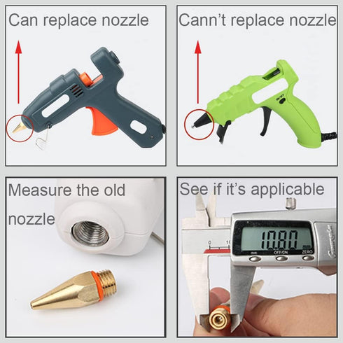 Wolfride 4Pcs Glue Gun Nozzle Set Hot Glue Gun Tips 10.8mm Thread Interchangeable Copper Nozzle Bore Diameter 2mm 3mm...