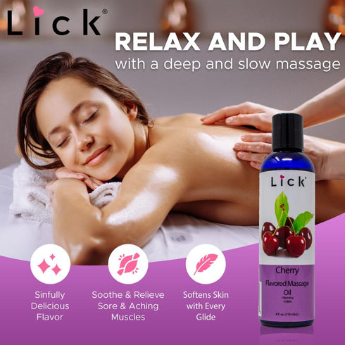 Cherry Flavored Massage Oil for Massage Therapy - Relaxing Muscle Massage for Men and Women with Natural Vitamin e Oil with Aromatherapy Oils for ...