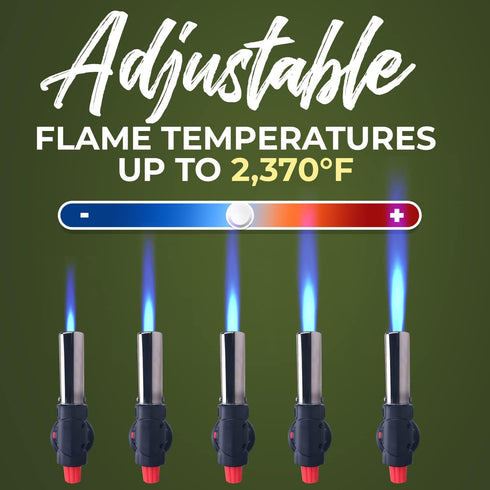 Jo Chef Butane Torch Lighter, Cooking Torch - Refillable Adjustable Flame Lighter with Safety Lock for BBQ, Baking, Brulee Creme, DIY + FREE Recip...