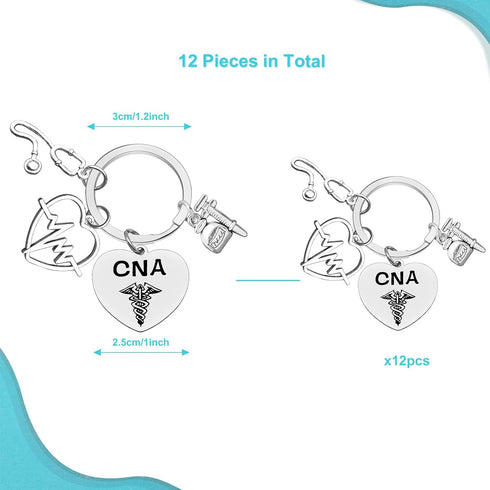 Xiahuyu 12 Pcs CNA Gifts Certified Nursing Assistant Keychain CNA Student Gift CNA Graduation Gift CNA Appreciation Gifts CNA Week Retirement Chri...