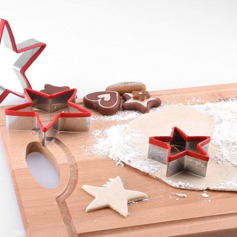 Star Cookie Cutters Set 3pcs Stainless Steel,Food Grade Large & Mini Star Cookie Cutter for Pressing cookie, sandwich and bread...