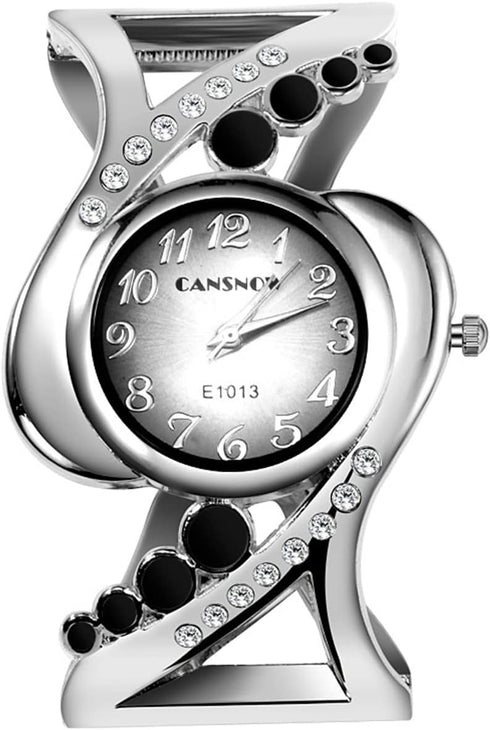 CdyBox Ladies Crystal Cuff Bracelet Watch Fashion Hollow Watches Analog Quartz Wristwatch (Black)...