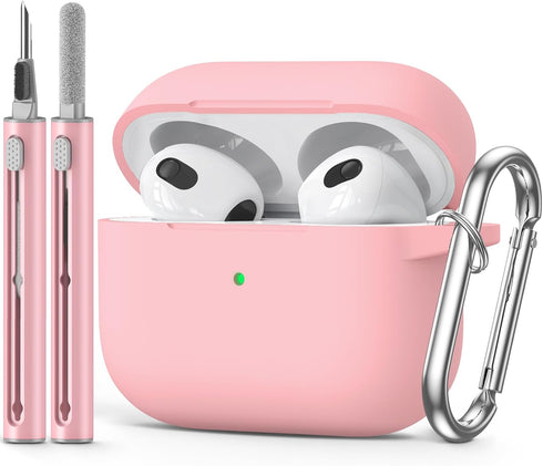 AirPods 3rd Gen Case Cover 2021 with Cleaner Kit,Soft Silicone Protective Case for Apple AirPods 3rd Generation Charging Case with Keychain,Shockp...