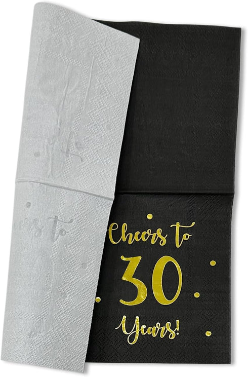 Cheers to 30 Years Cocktail Napkins | Happy 30th Birthday Decorations for Men and Women and Wedding Anniversary Party Decorations | 50-Pack 3-Ply ...