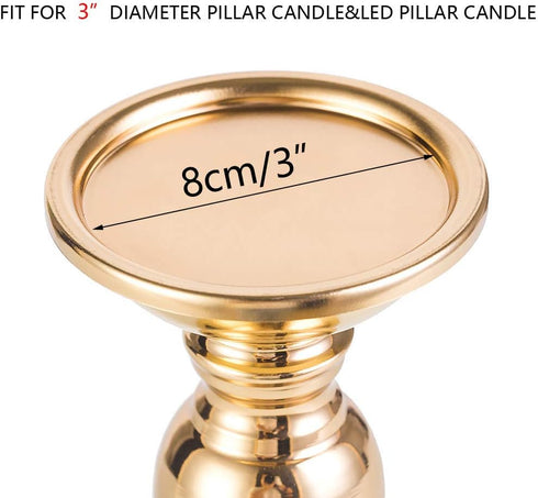 Set of 2 Gold Candlestick Metal Pillar Candle Holders, Flameless Candlestick Holders Stand Centerpieces Decoration Ideal for Weddings, Special Eve...