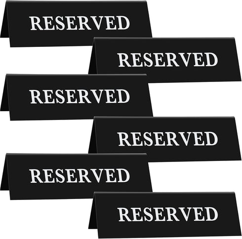 6 Pieces Plastic Reserved Table Sign Table Tent Wedding Guest Reservation Seat Sign for Restaurant Wedding Chairs...