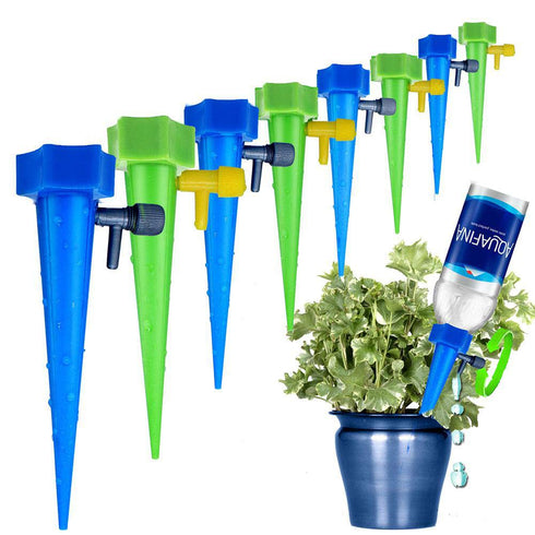 Self Plant Watering Spikes 12 Pack Auto Drippers Irrigation Devices Vacation Automatic Plants Water System with Adjustable Control Valve Switch De...