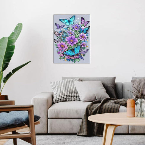 Butterfly Stamped Cross Stitch Kits - Flowers Needlepoint Counted Cross Stitch Kits for Beginners Adults Patterns Dimensions Needlecrafts Embroide...