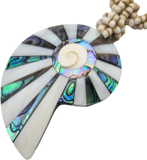 Iridescent Paua Abalone Shell Necklaces for Women, Handcrafted Mother of Pearl Necklace, Handmade Beaded Seashell Abalone Necklace Jewelry EA209...