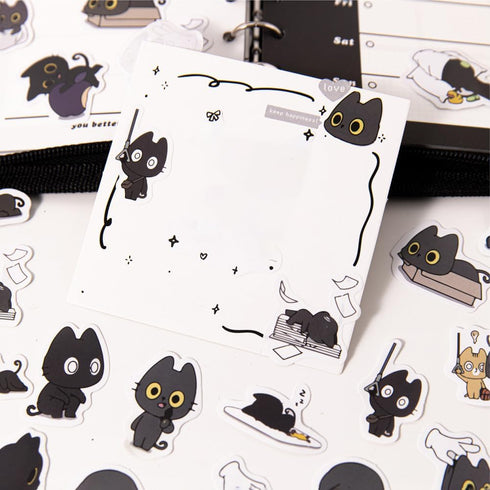 46 Pcs Cute Balck Cat Stickers for Scrapbooking Diary Laptop Junk Journal Notebook Kids Envelope Card Making Diary Planner Craft DIY Craft Decorat...