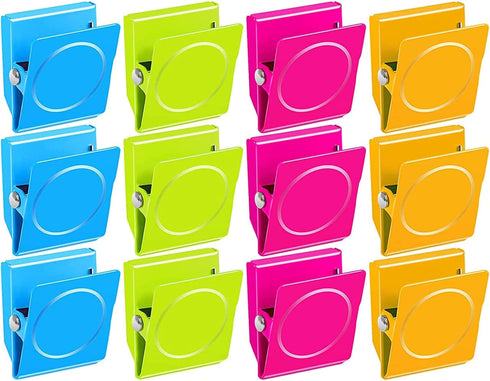 12-Piece Fridge Magnets Magnetic Clips, Refrigerator Magnet Metal Clip Memo Note Clip Paper Clamp Great to Whiteboard Wall Fridge Kitchen Calendar...