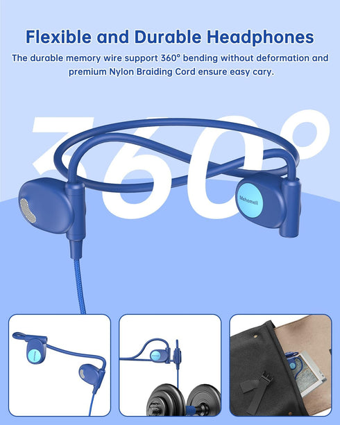 Kid Headphones for School, Air Conduction Open Ear Headphones, 3.5mm Jack Wired Cord, Ultra-Comfort, Ergonomic and Lightweight Design Perfect for ...