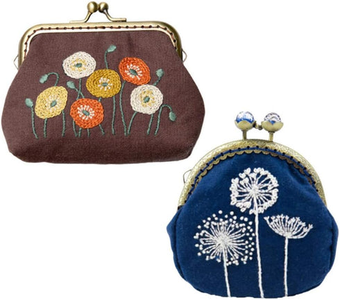 1 Set Coin Purse Embroidery Pouch Making Kit Lock Embroidery Tool DIY Coin Bag (Dandelion Style)......