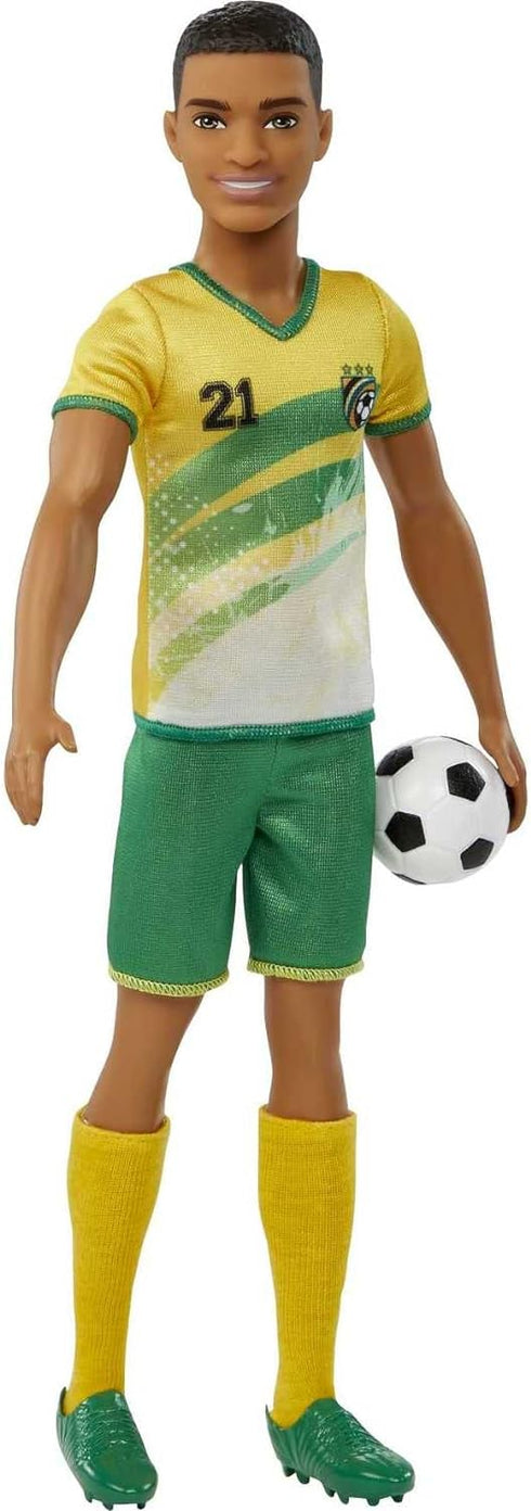 Barbie Careers Ken Fashion Doll & Accessory, Soccer Player with Short Cropped Hair, 21 Uniform, Tall Socks, Cleats & Soccer Ball...