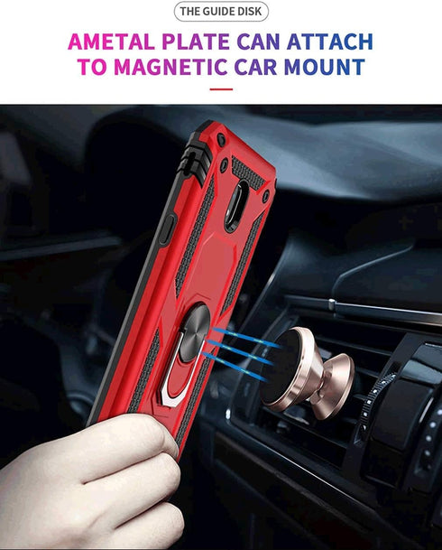 TJS Compatible with Samsung Galaxy J7 Case, Metal Ring Magnetic Support (Rose Gold)...