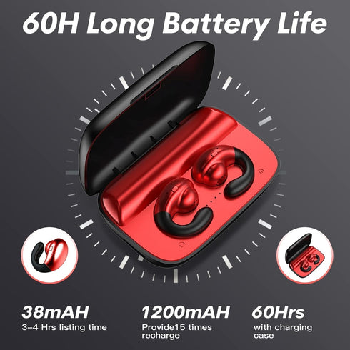 Wireless Ear Clip Bone Conduction Headphones Bluetooth Wireless Open Ear Earbuds with Earhook Earclip Bone Conduction Earbuds Head Set Waterproof ...