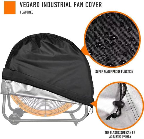 VEGARD Industrial Fan Cover,Outdoor Fan Cover, Heavy Duty Waterproof&Dustproof Cover for 24" High Velocity Floor Fan, Drum Fan, High Speed Blower,...