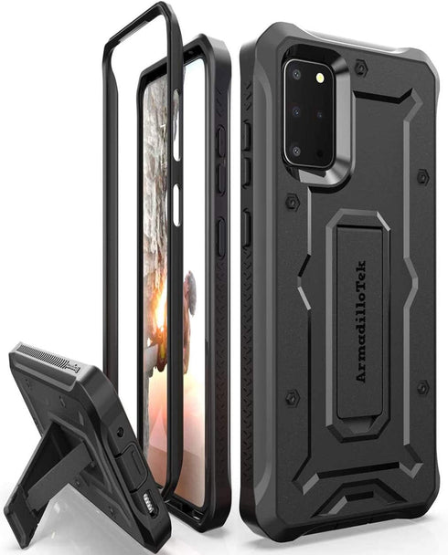 ArmadilloTek Vanguard Case Designed for Samsung Galaxy S20+Plus (2020 Release) Military Grade Full-Body Rugged with Built-in Kickstand - Black...
