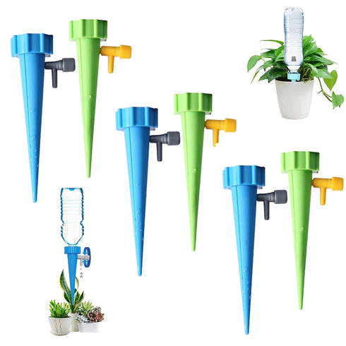 Plant Watering Devices, 6Pcs Self Watering Spikes, Slow Release Control Valve Switch Automatic Watering Drip System, Adjustable Water Volume Drip ...