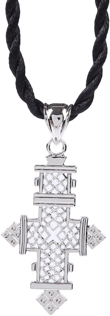 Ethiopian Cross Pendant Necklaces Chain Sliver Plated Jewelry...