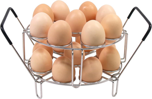 Stackable Egg Steamer Rack, BiaoGan Egg Cooking Rack with Heat Resistant Silicone Handles Compatible with Instant Pot Accessories 6,8 Quart, 18 Eg...