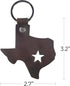 Hide & Drink, Thick Leather Texas State Key Chain/Texas Souvenir/Texas State Map With Star, Handmade :: Bourbon Brown...