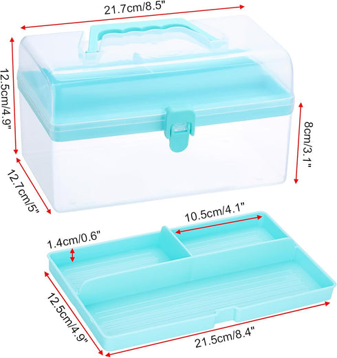 BTSKY Multipurpose Plastic Craft Storage Containers with Removable Tray, Clear Plastic Storage Box with Lid & Handle, Easy Carry & Stack Small Sto...