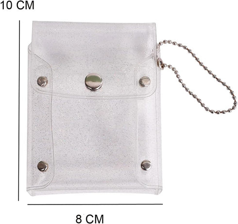 2 Pieces Vertical Transparent Coin Pouch Wallet Pouch with Snap Card Holder Card Business Card Case Lipstick Storage Bag...