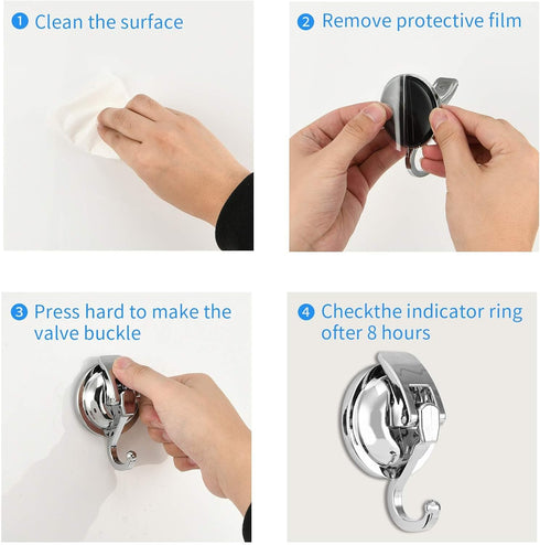 Heavy Duty Vacuum Suction Cup Hooks, Silver Plated Polished Super Suction for Kitchen Bathroom, 1 Pack...