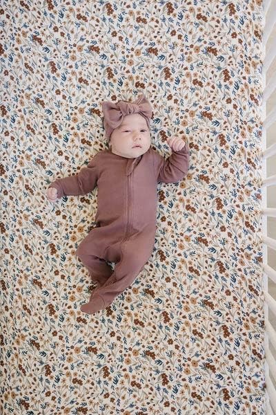 Harvest Floral Muslin Crib Sheet by Mebie Baby, Soft and Breathable Bed Sheets for Babies, Modern Neutral Bedding for Cribs, Standard Crib Mattres...