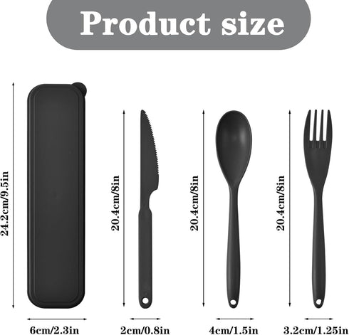 Large Reusable Utensils Set with Case, 3 Sets Portable Camping Utensils Spoons and Forks Set, Wheat Straw Travel Cutlery Set for Lunch Box School ...