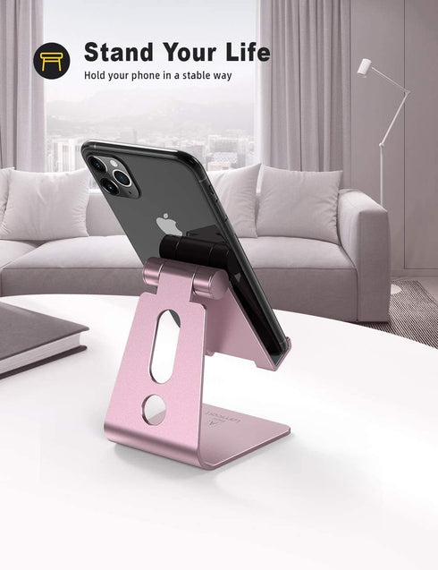 Lamicall Pink Phone Stand, Desk Accessories - Rose Gold Pink Cell Phone Holder, Office Decor, Office Desktop Accessories, Suitable for iPhone 16 1...