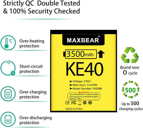 MAXBEAR Motorola Moto E6 Battery, (Upgraded) 3500mAh 3.85V Li-Polymer Replacement Battery for Motorola Moto E6 KE40 XT2005 XT2005-1 XT2005-3 XT200...