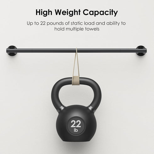 FORIOUS Towel Bar 14 Inch Center to Center, Matte Black Bathroom Towel Rack 304 Stainless Steel, Wall Mounted Towel Holder for Bathroom, includes ...